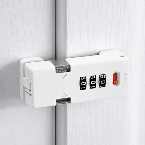 Miniatura 11 de INIRET Cerradura de gabinete, pestillos de puerta de granero, cerraduras de seguridad de combinación de 3 dígitos, cerradura de seguridad