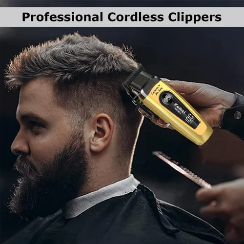Miniatura 8 de KEMEI 90-4 - Cortadora de cabello profesional para hombres, cortapelos de 11500 RPM con pantalla LED, cortapelos inalámbricos con cuchilla DLC
