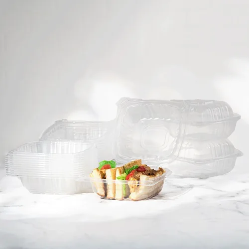 Miniatura 5 de Contenedores de Comida para Llevar Karat Clamshell [6"x6" - 300 unidades] Duraderos, Aptos para Microondas, Apilables, Resistentes a Roturas, Cajas