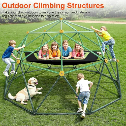 Miniatura 2 de Cúpula de escalada para niños de 10 pies, con hamaca, juego resistente para todo tipo de clima al aire libre para edades de 3 a 12 años, marco