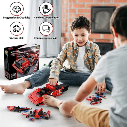 Miniatura 3 de GMAOPHY Juguetes de construcción STEM para niños de 5, 6, 7, 8, 9, 10, 11, 12 años, kits de ingeniería de auto de carreras de control remoto 2 en 1
