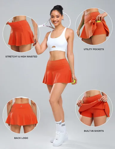 Miniatura 4 de 1a1a Faldas de tenis y golf para mujer con pantalones cortos y bolsillos de cintura alta, falda pantalón atlética deportiva