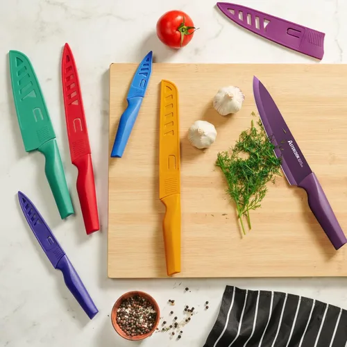 Miniatura 3 de Astercook - Juego de cuchillos de cocina, juego de 12 piezas con código de colores, juego de 6 cuchillos de chef de acero inoxidable