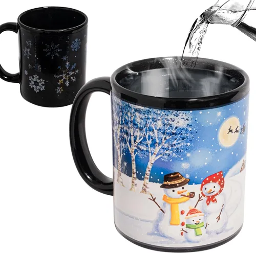Taza de cerámica con diseño de muñeco de nieve que cambia de color, taza de café mágica de 12 onzas, novedad para regalos divertidos de Navidad,