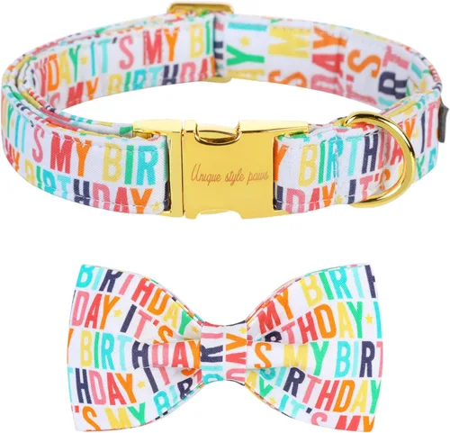 Miniatura 26 de Unique style paws Collar de perro con corbata, collar de perro a cuadros rosa y verde, el mejor regalo para perros pequeños, medianos y grandes, S