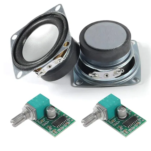 Miniatura 9 de 2 altavoces estéreo de audio de 1.5 pulgadas, 4 ohmios, 3 W, 2 altavoces redondos + 2 amplificador digital de 3 x 2 CC 5 V PAM8403 módulo