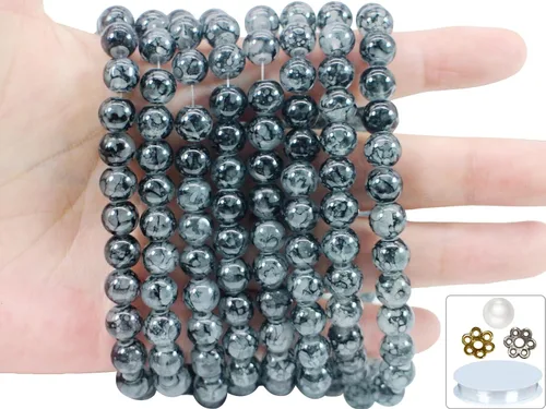 Miniatura 29 de 848 cuentas redondas de cristal agrietado – 0.236 pulgadas, 0.315 pulgadas, 0.394 pulgadas, 0.394 pulgadas, jade artificial para hacer joyas