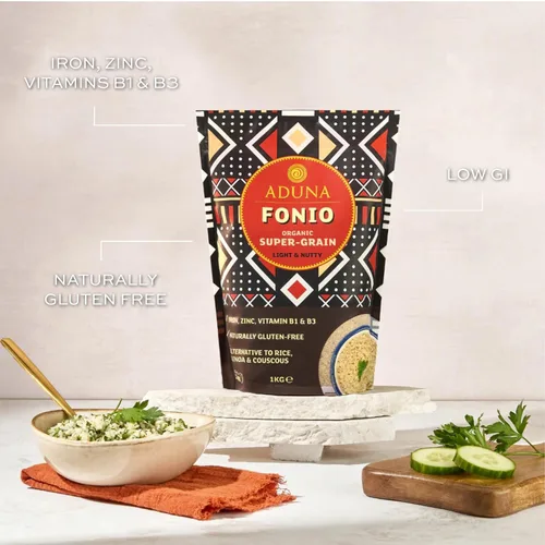 Miniatura 5 de Aduna Supergrano de Fonio orgánico Grano entero africano antiguo rico en hierro, zinc, vitaminas B y fibra Alternativa natural sin gluten