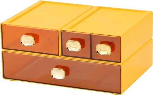 Miniatura 14 de Amplios cajones de escritorio, organizador de escritorio apilable, caja de almacenamiento de plástico para oficina, escuela y suministros para el 4