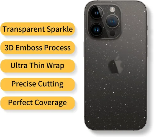 Miniatura 2 de Paquete de 2 calcomanías para iPhone 15, película protectora de vidrio transparente de fibra de carbono brillante, delgada, ultraligera, protector