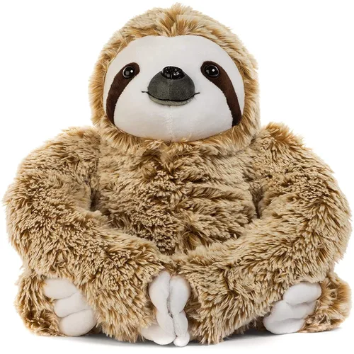 Animal de peluche realista de perezoso – Piel tierna, abrazable y sedosa, lindo perezoso marrón de tres dedos para regalo de cumpleaños de novia