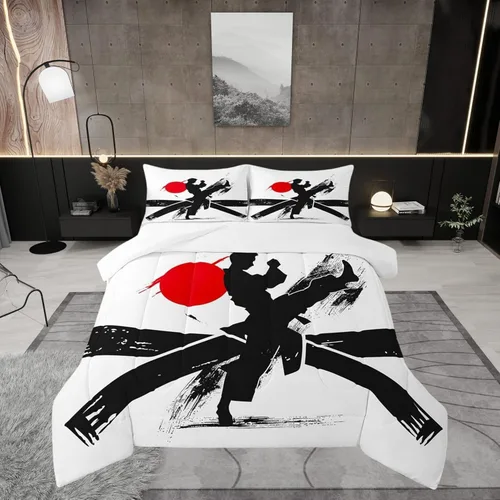 Miniatura 38 de Castle Fairy Juego de edredón de Taekwondo, juego de ropa de cama de estilo japonés para niños, niñas, mujeres, adultos, edredón de kungfu Kungfu 03