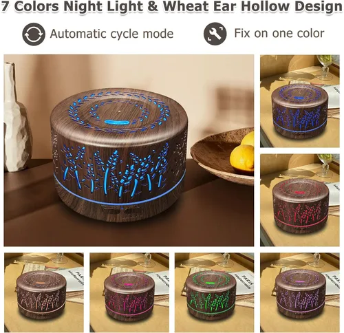 Miniatura 5 de Difusores para aceites esenciales de 600 ml para habitación grande, difusores de aceites esenciales para el hogar con control remoto, humidificador