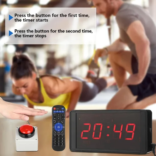 Miniatura 3 de Relaxweex Juego de 2 relojes de gimnasio de 1.5 pulgadas, temporizador de descanso digital grande para sala de fitness con botón de inicio/parada
