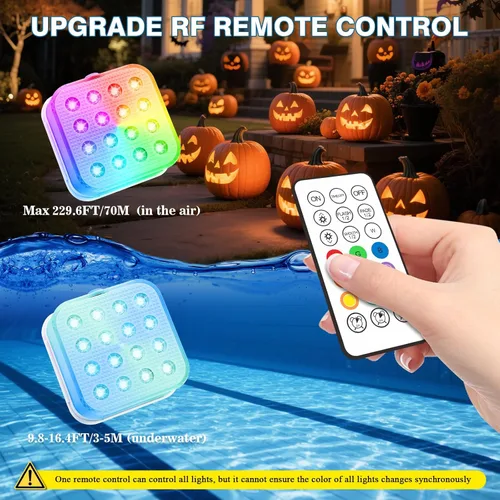 Miniatura 5 de Luces de piscina recargables con control remoto, 16 luces LED sumergibles con cambio de color, impermeables para piscina enterrada, estanques