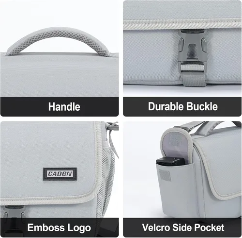 Miniatura 9 de CADeN Bolsa para cámara - Bolsa cruzada de hombro compatible con cámaras y lentes Nikon, Canon, Sony, DSLR SLR sin espejo (1.0 gris, pequeña)