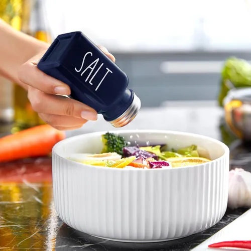 Miniatura 2 de Juego de saleros y pimenteros azul marino, bonito salero de cristal para cocina y mesa, RV, campamento, barbacoa, decoración de cocina azul