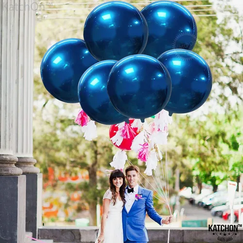 Miniatura 8 de KatchOn, Globos Azules Metálicos de Mylar - Grandes de 22 Pulgadas, Paquete de 6 Globos Redondos Azul Arándano para Decoraciones de Fiesta Azul