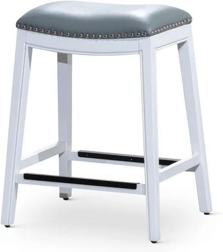 Miniatura 15 de DTY Indoor Living Durango - Taburete de cuero regenerado, taburete de mostrador de 24 pulgadas, acabado natural, asiento de cuero de silla Acabado