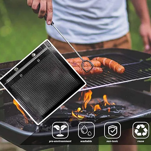 Miniatura 6 de Bolsa de malla antiadherente para parrilla, resistente a altas temperaturas, bolsa de barbacoa reutilizable para carbón, gas, parrillas eléctricas
