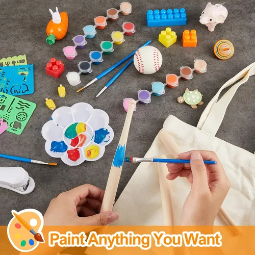 Miniatura 7 de Fulmoon Juego de 24 mini pintura acrílica para niños, 12 colores/8 colores para adultos, kit de pintura lavable, mini kit de pintura, manualidades