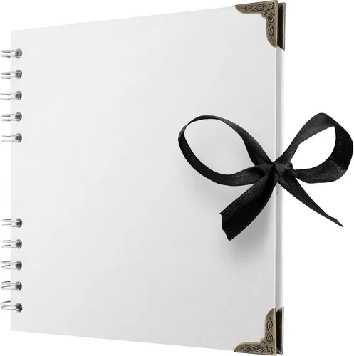 Miniatura 11 de Bstorify Álbum de recortes de 10 x 10 pulgadas, 70 páginas, protectores de esquina de papel kraft grueso azul, cierre de cinta, ideal para tus