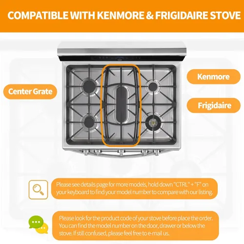 Miniatura 6 de Repuesto de rejilla A00263801 actualizado para estufas Kenmore, rejilla de quemador de estufa, piezas de cocina de gas Frigidaire, rejilla central