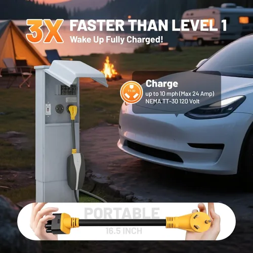Miniatura 6 de MECMO NEMA TT-30 Adaptador para cargador móvil Tesla Gen 2 y 3, 24Amp 120V, RV TT-30P adaptador para conector móvil Gen II, para motores Tesla