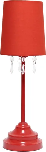 Miniatura 4 de Simple Designs LT3018-RED - Lámpara de mesa con pantalla de tela y cuentas acrílicas colgantes, color rojo, 17.00 x 6.00 x 6.00 pulgadas