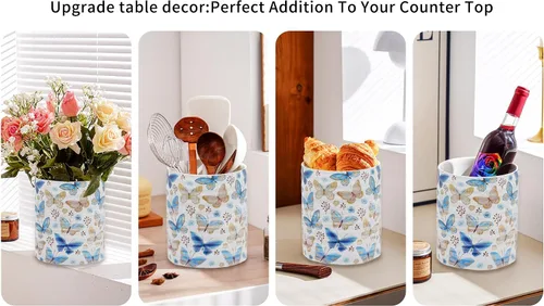 Miniatura 7 de Soporte para utensilios de cocina de 7.2" de patrón estable extra grande de cerámica, organizador de utensilios para encimera, decoración de cocina