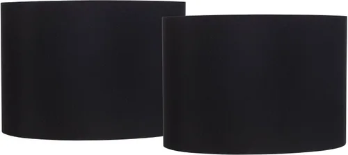 Juego de 2 pantallas de lámpara de tambor de tapa dura (premontada), color negro, grande de 16 pulgadas, parte superior x 16 pulgadas inferior x 11