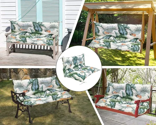 Miniatura 4 de Cojines de repuesto para columpio con respaldo, cojín de banco impermeable para exteriores, 2-3 plazas, para muebles de jardín y patio