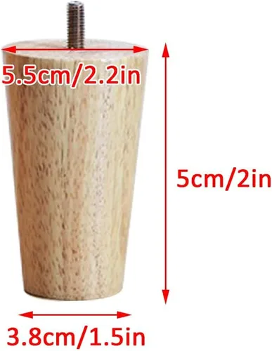 Miniatura 2 de Patas cónicas de madera maciza, patas de mesa de centro con rosca M8, patas de mesa de café, patas de sofá de bricolaje, patas de soporte