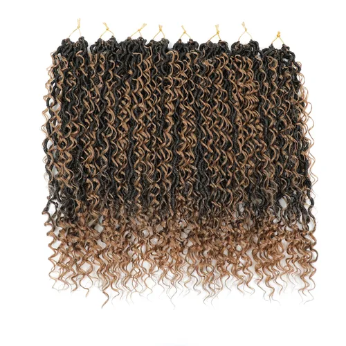 Miniatura 10 de 6 paquetes de cabello sintético rizado de Locs Crochet de 22 pulgadas, cabello de ganchillo estilo diosa, trenzas hippie sintéticas, extensiones