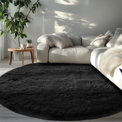 Miniatura 36 de Topmaxcs Alfombra de Área de Pelo Largo Negro para Dormitorio: 8x10 Alfombras de Área de Pelo Largo Esponjosas para Sala de Estar- Alfombras