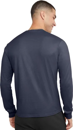 Miniatura 2 de Hanes Camiseta de algodón de manga larga para hombre, camiseta clásica de cuello redondo para hombre, disponible en tallas altas