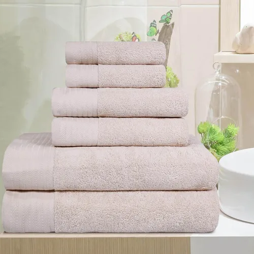 Miniatura 27 de Superior Juego de 6 toallas de 100% algodón egipcio de 500 GSM, 6 piezas, 2 caras, 2 manos, 2 toallas, ideal para baño, cocina o playa, de secado