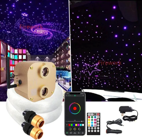 Firework Kit de luz LED RGBW de 20 W con doble puerto con aplicación/modo de música remoto RGBW LED para decoración de techo del hogar, 920 piezas
