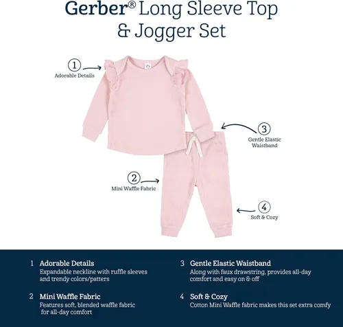 Miniatura 6 de Gerber Conjunto de 2 piezas de camiseta de manga larga y pantalones deportivos de meter para bebé