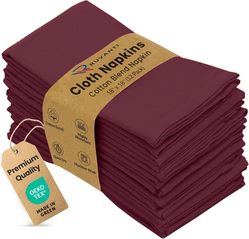 Miniatura 18 de Ruvanti - Juego de 4 servilletas de tela de 45x45 centímetros, lavables, suaves, duraderas, absorbentes, mezcla de algodón. Servilletas de mesa
