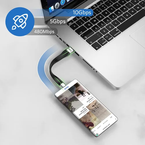 Miniatura 6 de Rixmie Cable corto USB-A a USB-C de 5.5 pulgadas, cable Android Auto para automóvil, carga rápida y sincronización de datos, ideal para automóvil