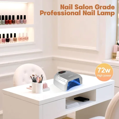 Miniatura 7 de Lámpara de uñas LED UV profesional, lámpara de uñas inalámbrica de 72 W con ventilador, luz LED para uñas de gel, secadora de uñas con 45 cuentas