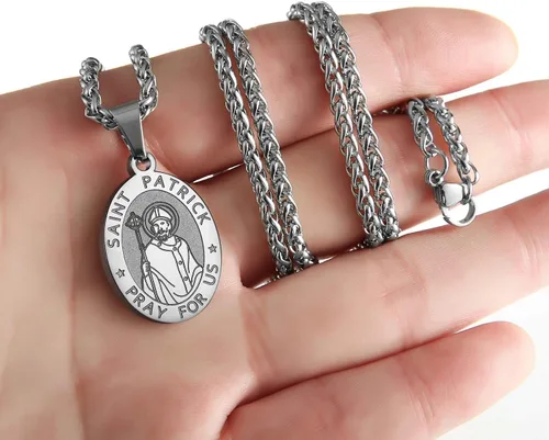 Miniatura 152 de P. BLAKE Collar ovalado de San Cristóbal, Miguel, José, Jude/Virgen María/José/Francisco/Patrick/Anthony/Benedict/Thomas para hombres y mujeres