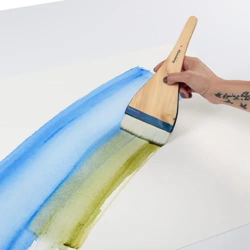 Miniatura 4 de Creative Mark Mandalay - Cepillo profesional de merluza para cabello de cabra – Brocha de pintura de 1-1/2 pulgadas de ancho con mango de paleta