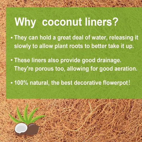 Miniatura 3 de TigeJoy 2 piezas de 24 pulgadas, revestimiento de fibra de coco grueso 100% natural para macetas, terrazas de jardín, macetas, 24 pulgadas