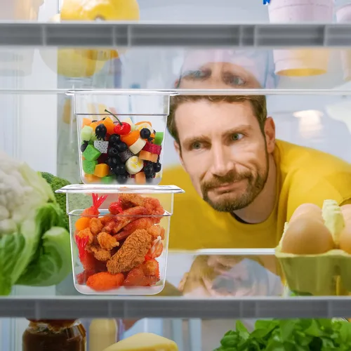Miniatura 6 de Yinder 6 Piezas Bandejas de Plástico Transparente para Alimentos Tamaño 1/6 Recipientes de Policarbonato Apilables con Indicador de Capacidad
