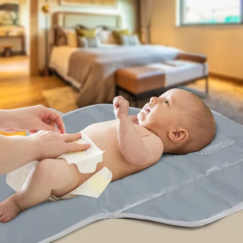 Miniatura 7 de Cambiador portátil con almohada incorporada, cambiador de pañales plegable de viaje, estación de cambio impermeable abierta con una sola mano
