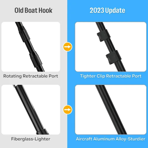Miniatura 3 de SANLIKE Telescopic Boat Hook - Scratch-Resistant Boat Hook with Luminous Bead Boating Push Pole for Docking