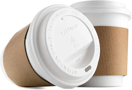 Miniatura 2 de NYHI Paquete de 200 vasos desechables de papel blanco de 8 onzas con tapas y fundas para bebidas frías y calientes, para agua, jugo, té o café