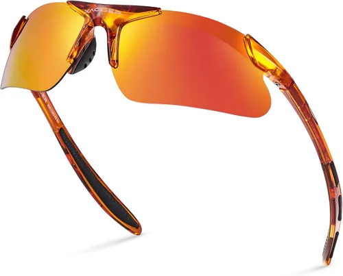 Miniatura 28 de Gafas de sol deportivas polarizadas para niños y niñas, gafas de béisbol y sóftbol, montura TR90 Negro Espejo azul hielo